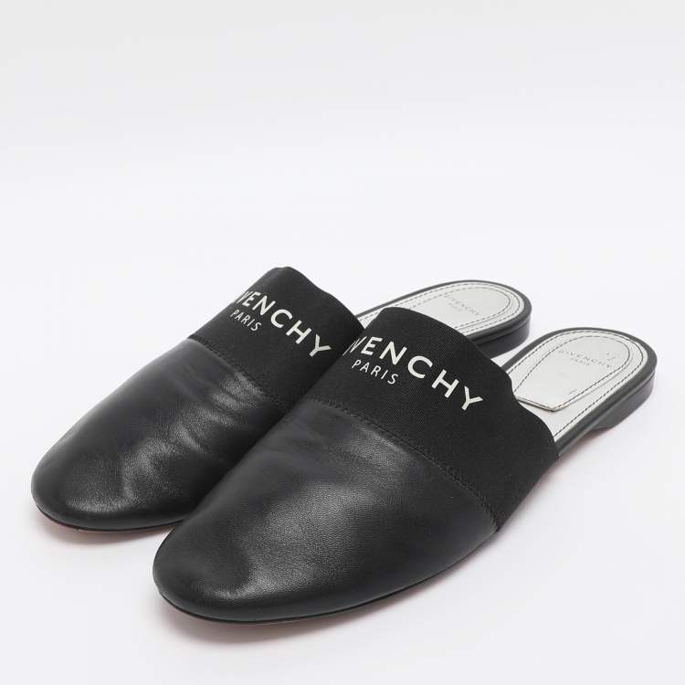 مملوكة مسبقًا Givenchy Bedford Size 41 Black Elastic and Leather Flat Mules