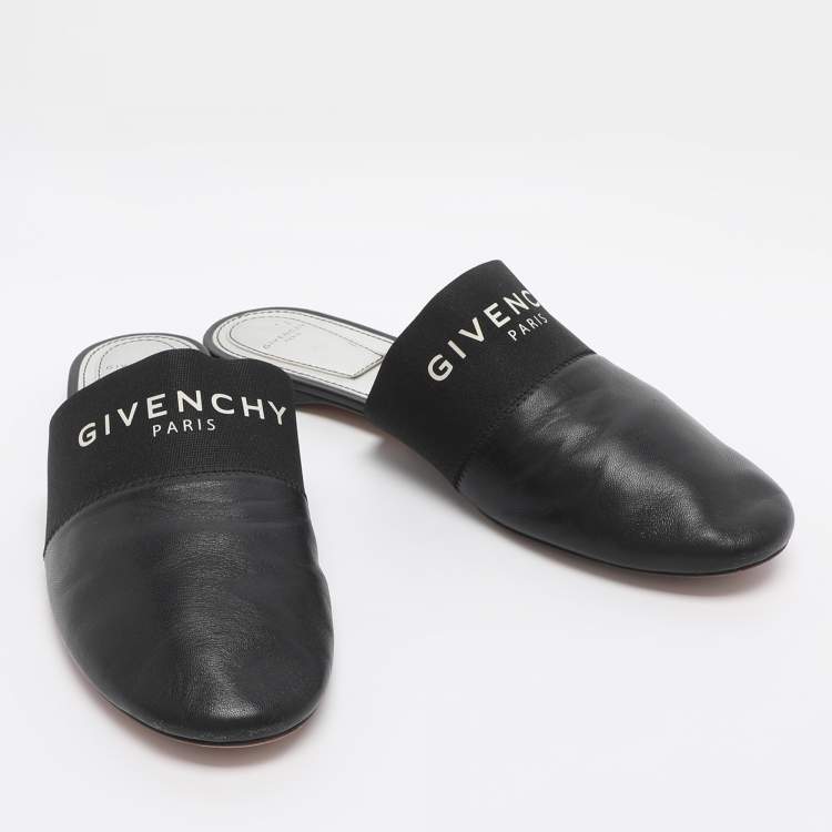 مملوكة مسبقًا Givenchy Bedford Size 41 Black Elastic and Leather Flat Mules