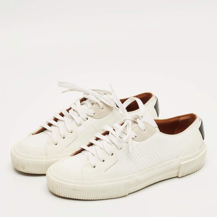 Pre Owned Givenchy  White/Black Leather and Rubber Low Top Sneakers Size 35.5