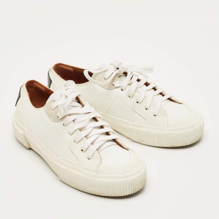 Pre Owned Givenchy  White/Black Leather and Rubber Low Top Sneakers Size 35.5