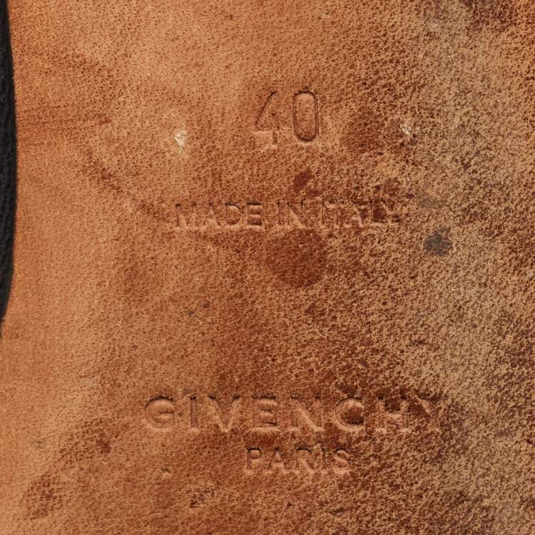 Pre Owned Givenchy Size 40 Black Leather Graphic Print Ballet Flats