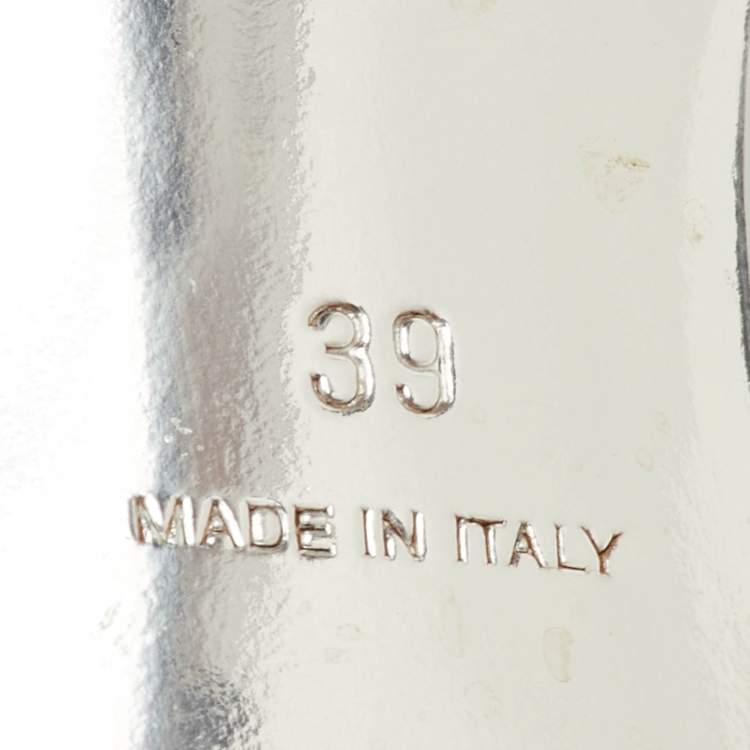 مملوكة مسبقًا Givenchy Open Toe Size 39 Black/White Lizard Embossed Leather D'orsay Sandals