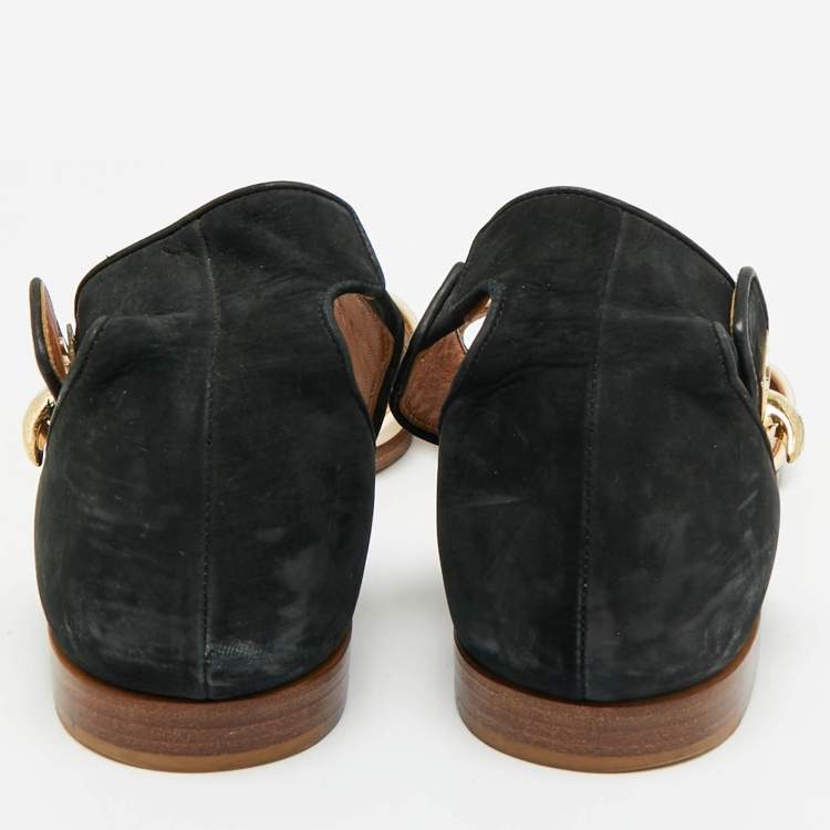 Pre Owned Givenchy Size 38 Black/Cream Leather and Suede Shark Luck Flat Sandals