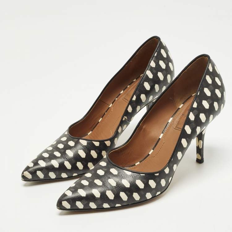 Pre Owned Givenchy Polka Dot Size 36.5 Black/Cream Leather Pumps