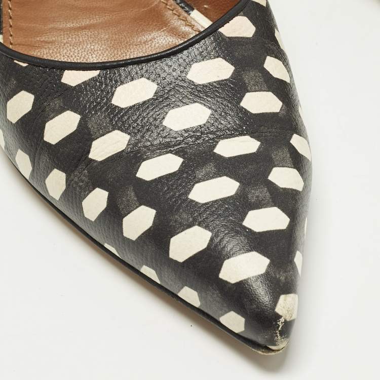Pre Owned Givenchy Polka Dot Size 36.5 Black/Cream Leather Pumps