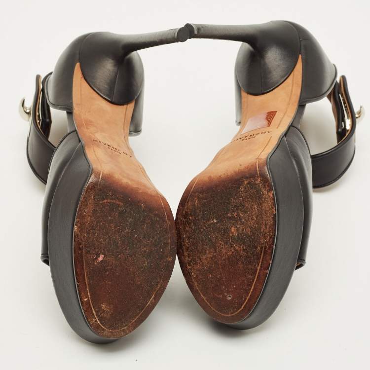 مملوكة مسبقًا Givenchy Shark Tooth Size 37 Black Leather Ankle Strap Sandals
