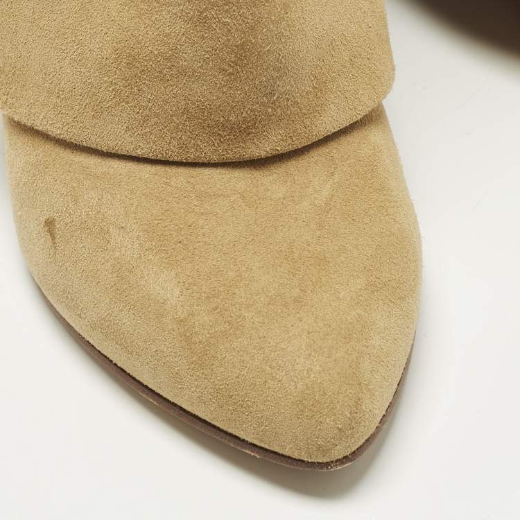 مملوكة مسبقًا Givenchy Shark Lock Size 37 Brown Suede Ankle Length Boots