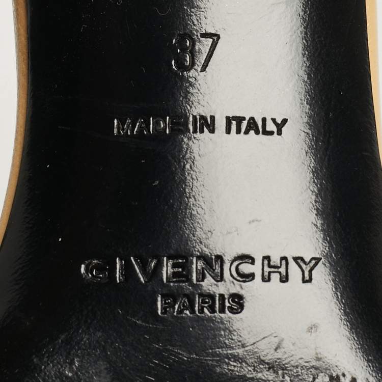 Pre Owned Givenchy G4 Size 37 Beige Leather and Raffia Slide Sandals