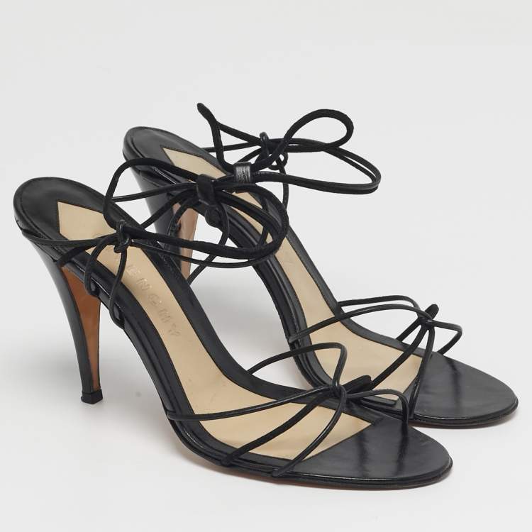 Pre Owned Givenchy Size 38.5 Black Leather and Suede Strappy Sandals