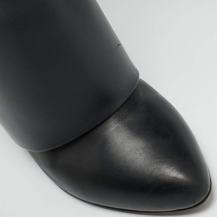 Pre Owned Givenchy Shark Lock Size 39 Black Leather Knee Length Boots