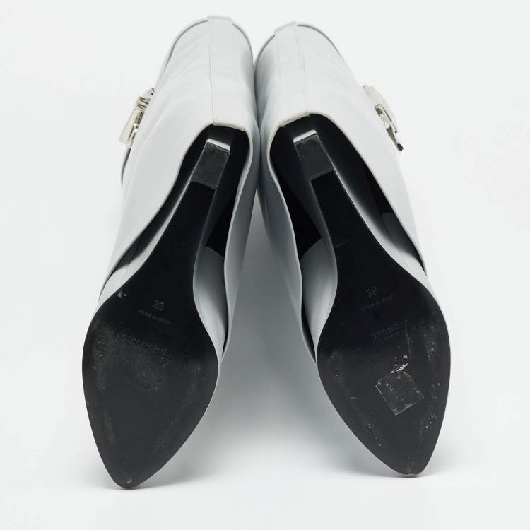 Pre Owned Givenchy Shark Lock Size 39 Grey Leather Knee Length Boots