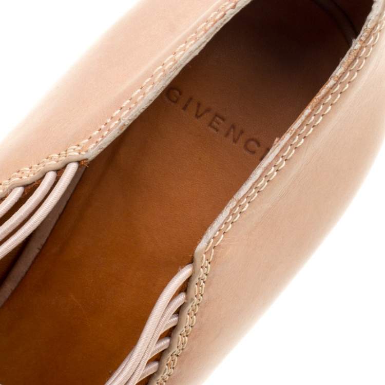 Pre Owned Givenchy Beige Leather Strappy Peep Toe Booties Size 40