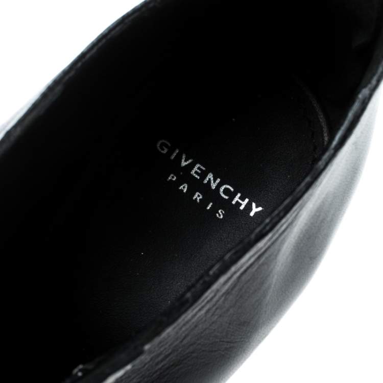 Pre Owned Givenchy Black Leather Nissa Screw Heel Open Toe Lace Up Booties Size 36