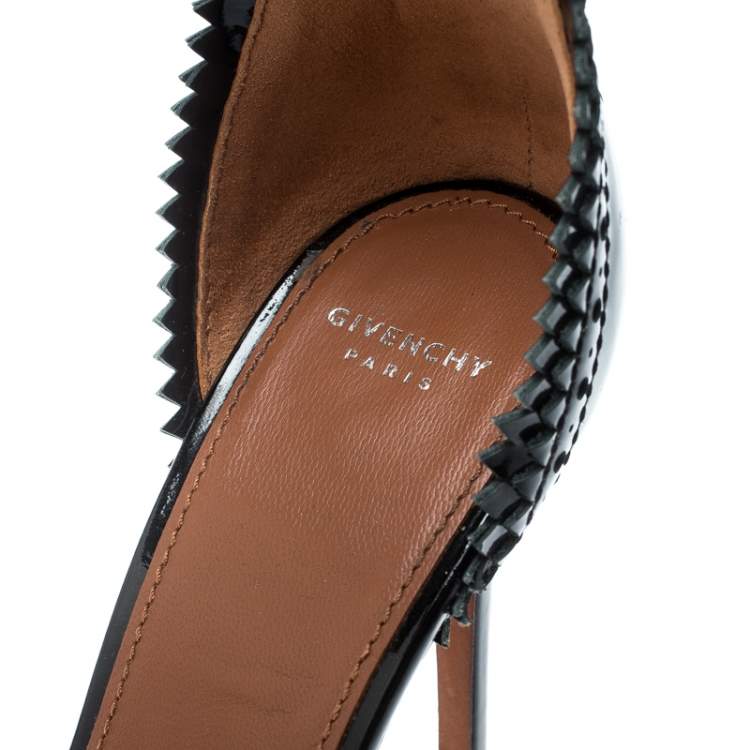 Pre Owned Givenchy Monochrome Leather Ankle Strap Open Toe Sandals Size 37.5