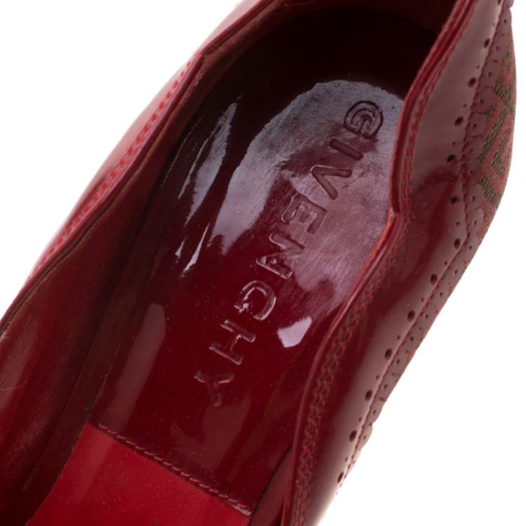 Pre Owned Givenchy Red Canvas And Leather Pointed Toe Pumps Size 39.5