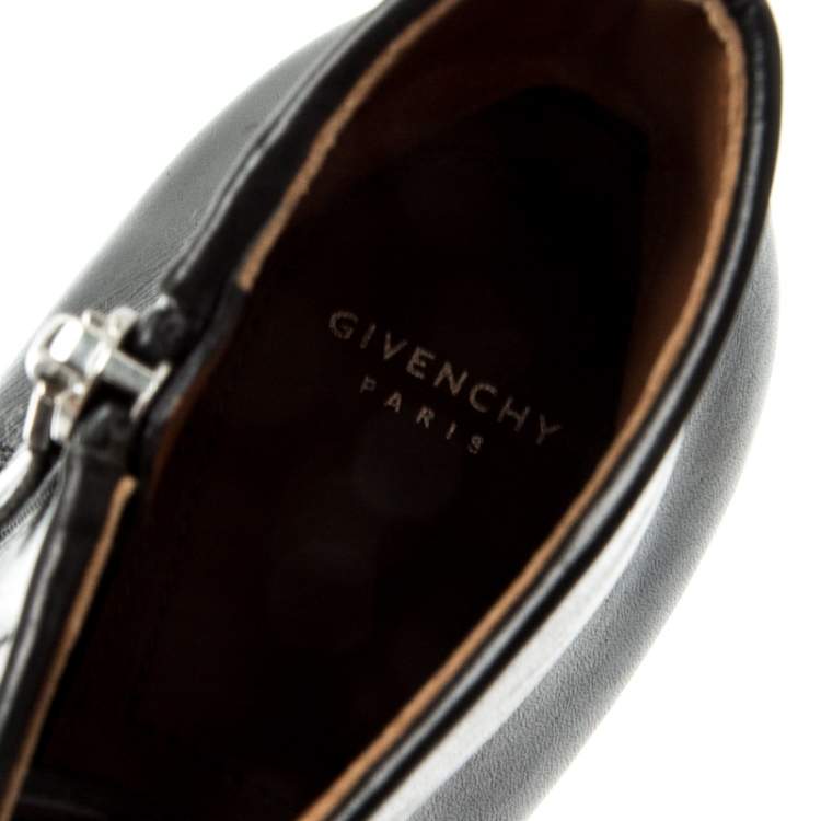 Pre Owned Givenchy Black Leather Cut Out Wedge Boots Size 39