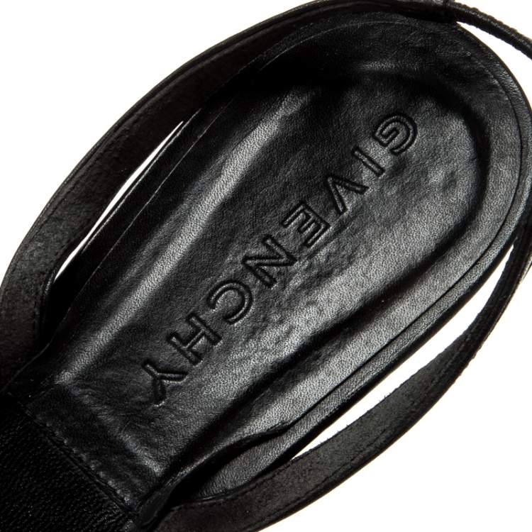 Pre Owned Givenchy Black Monogram Canvas Tassel Detail Pointed Toe Slingback Mules Size 39