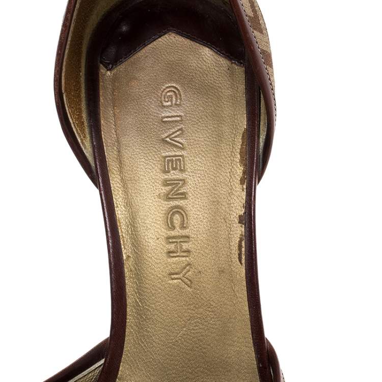 Pre Owned Givenchy Beige/Brown Canvas and Leather Tassels D'orsay Pumps Size 37.5