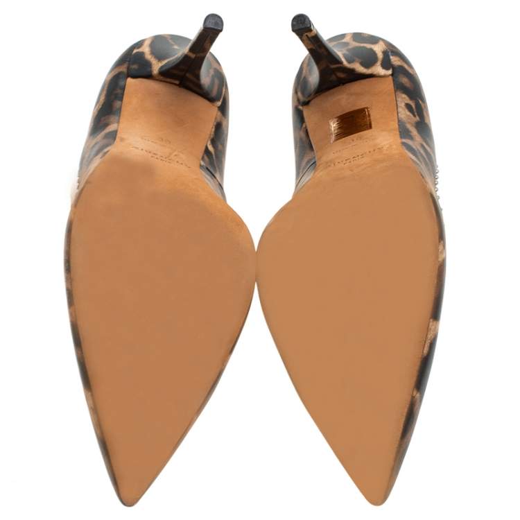 Pre Owned Givenchy Multicolor Leopard Print Leather Metal Stud Embellished Pointed Toe Pumps Size 39