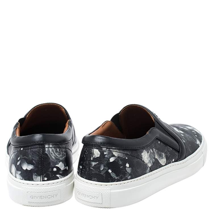 Pre Owned Givenchy Black Floral Print Leather Skate Slip On Sneakers Size 40