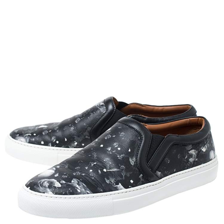 Pre Owned Givenchy Black Floral Print Leather Skate Slip On Sneakers Size 40