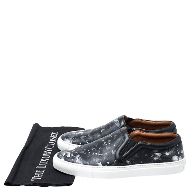Pre Owned Givenchy Black Floral Print Leather Skate Slip On Sneakers Size 40