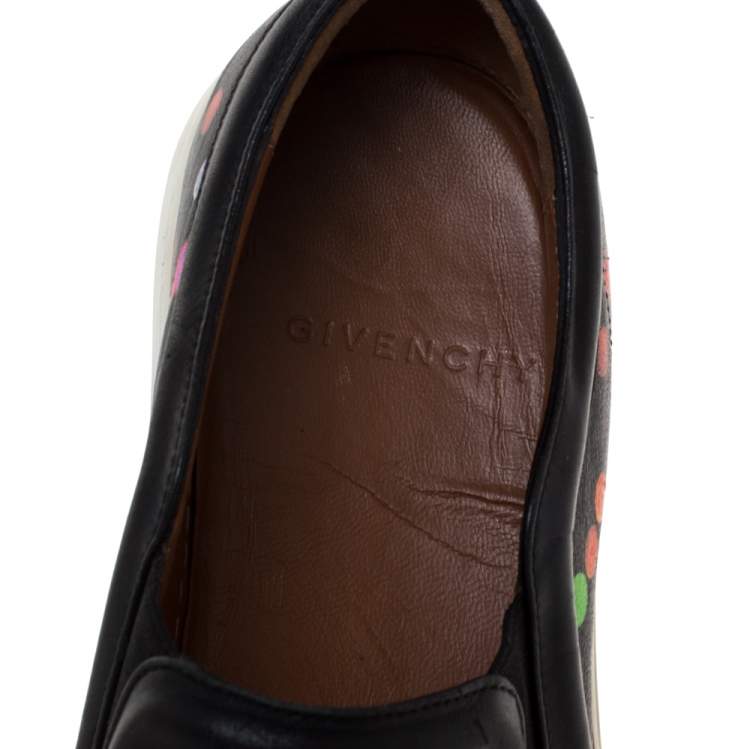 Pre Owned Givenchy Black Leather Confetti Slip On Sneakers Size 37
