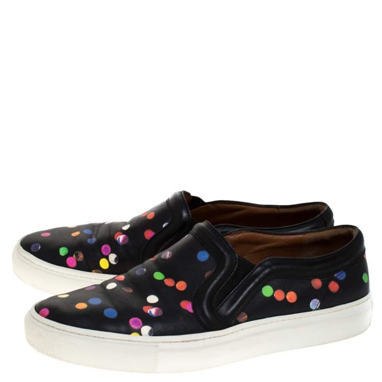 Pre Owned Givenchy Black Leather Confetti Slip On Sneakers Size 37
