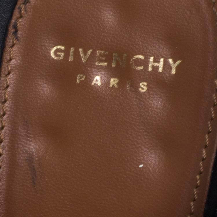 Pre Owned Givenchy Black Leather Ankle Strap Block Heel Sandals Size 39.5