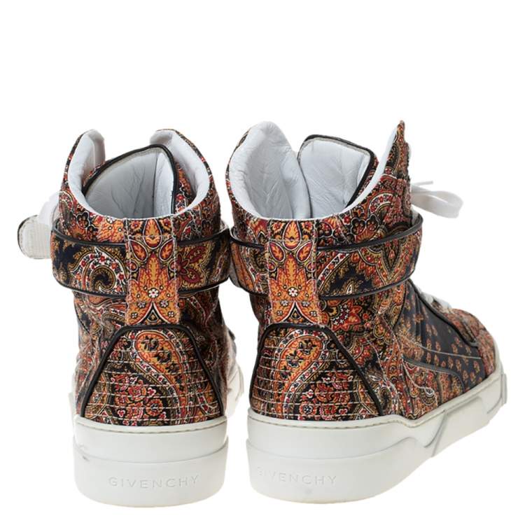 Pre Owned Givenchy Multicolor Paisley Print Satin Tyson High Top Sneakers Size 40