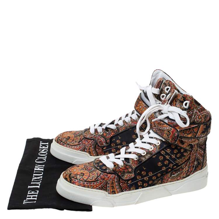 Pre Owned Givenchy Multicolor Paisley Print Satin Tyson High Top Sneakers Size 40