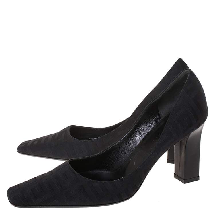 Pre Owned Givenchy Black Monogram Canvas Pumps Size 36.5