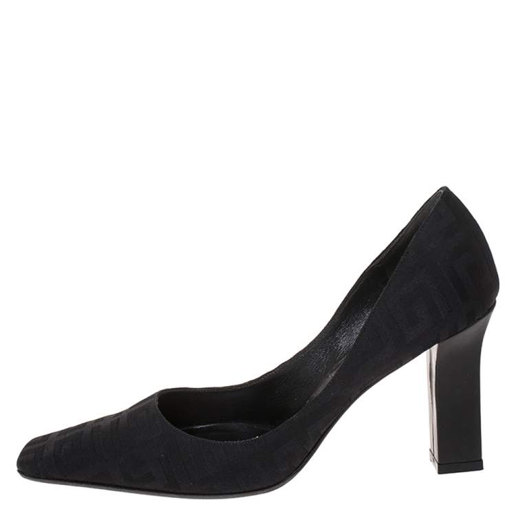 Pre Owned Givenchy Black Monogram Canvas Pumps Size 36.5