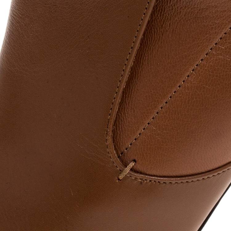 مملوكة مسبقًا Givenchy Brown High Vamp Stretch Leather Kali Ankle Boots Size 39