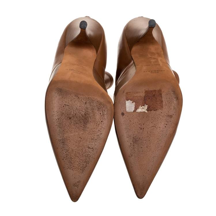 مملوكة مسبقًا Givenchy Brown High Vamp Stretch Leather Kali Ankle Boots Size 39