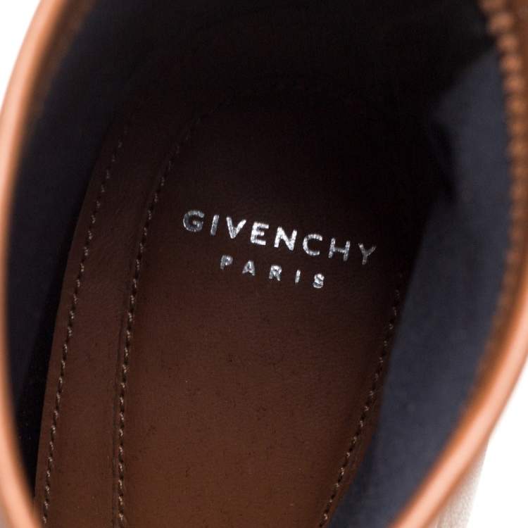 مملوكة مسبقًا Givenchy Brown High Vamp Stretch Leather Kali Ankle Boots Size 39