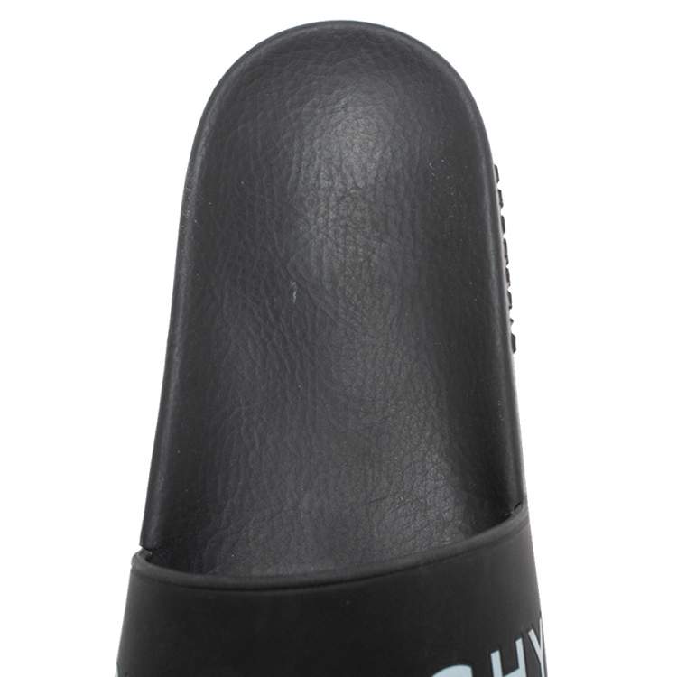 Pre Owned Givenchy Black Rubber Logo Pool Slides Size 37