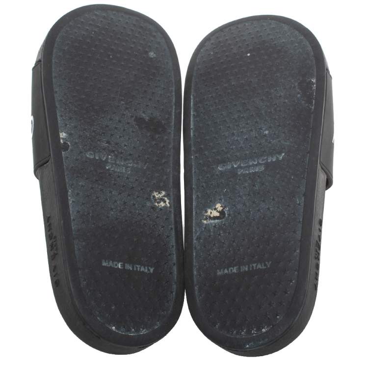 Pre Owned Givenchy Black Rubber Logo Pool Slides Size 37