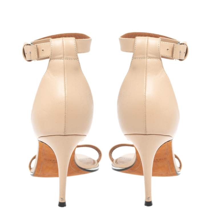 Pre Owned Givenchy Beige Leather Ankle Strap Sandals Size 39
