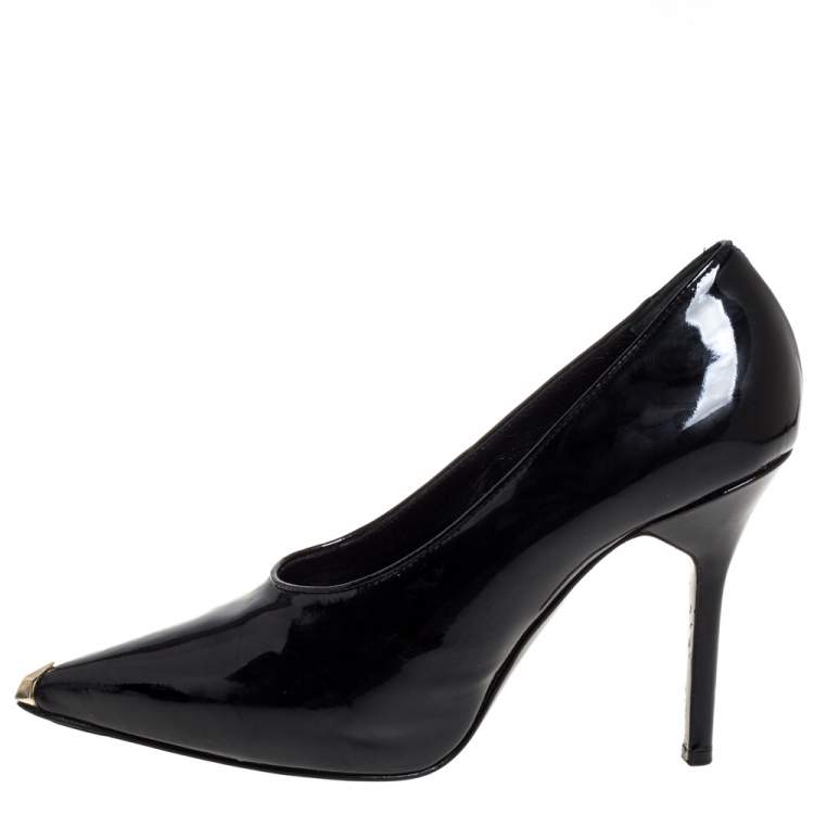 Pre Owned Givenchy Black Patent Leather Pointed Toe Pumps Size 39.5