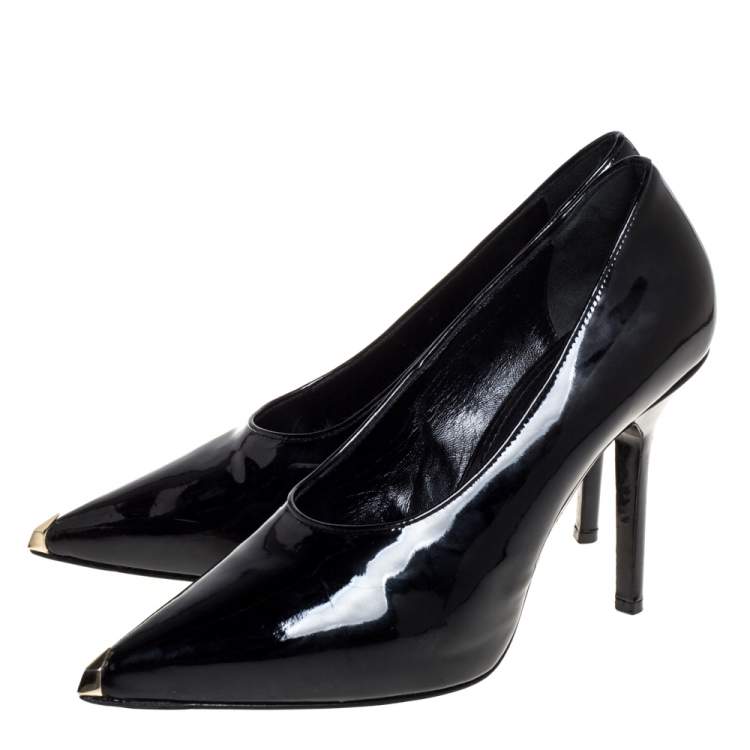 Pre Owned Givenchy Black Patent Leather Pointed Toe Pumps Size 39.5