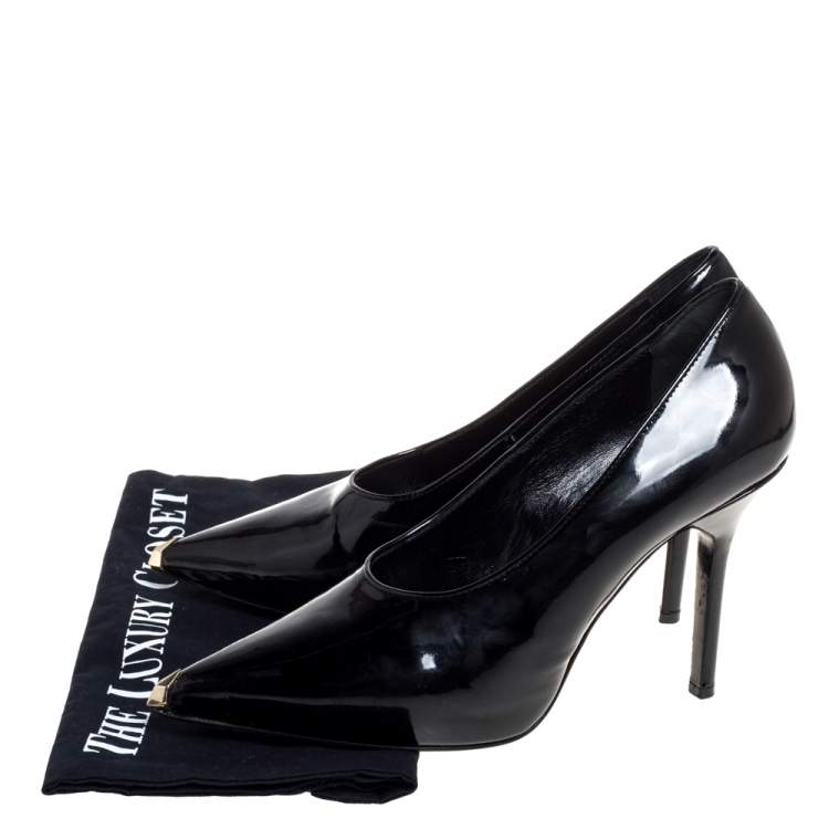 Pre Owned Givenchy Black Patent Leather Pointed Toe Pumps Size 39.5
