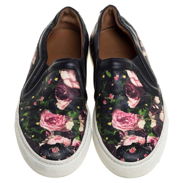 Pre Owned Givenchy Multicolor Floral Print Leather Skate Slip On Sneakers Size 35
