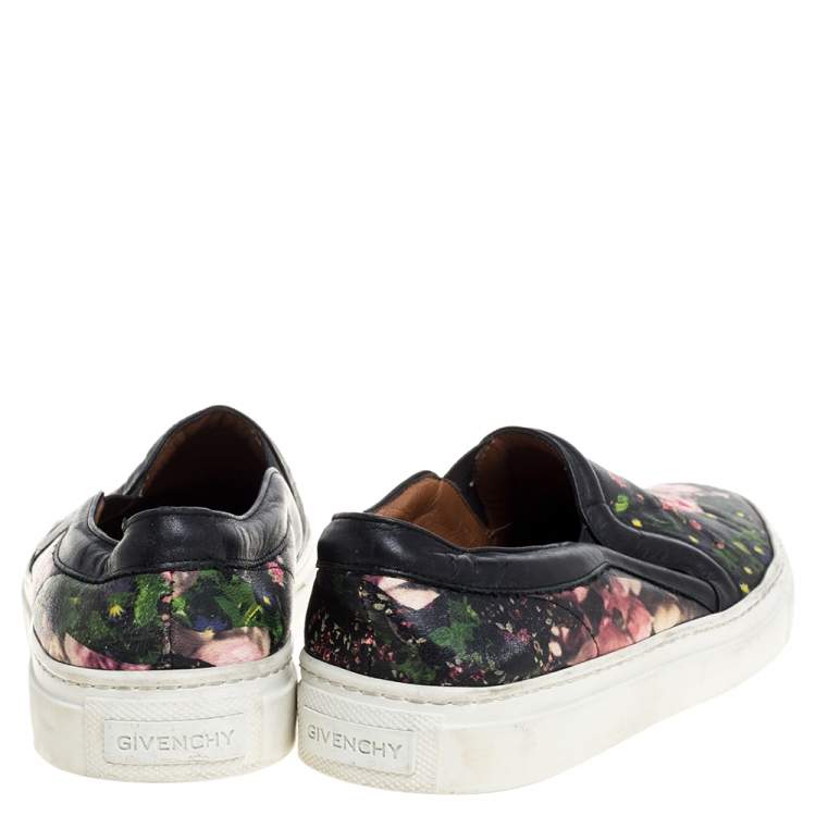 Pre Owned Givenchy Multicolor Floral Print Leather Skate Slip On Sneakers Size 35
