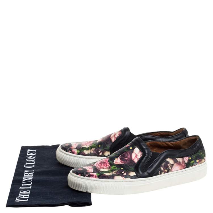 Pre Owned Givenchy Multicolor Floral Print Leather Skate Slip On Sneakers Size 35