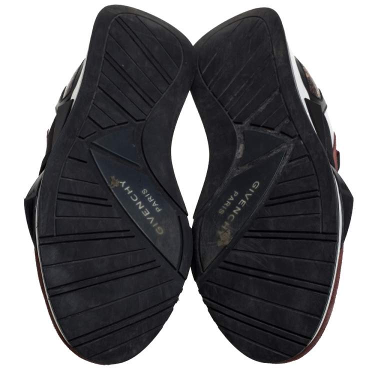 Pre Owned Givenchy Burgundy/Black Suede Leather And Stretch Fabric Active Low Top Sneakers Size 37