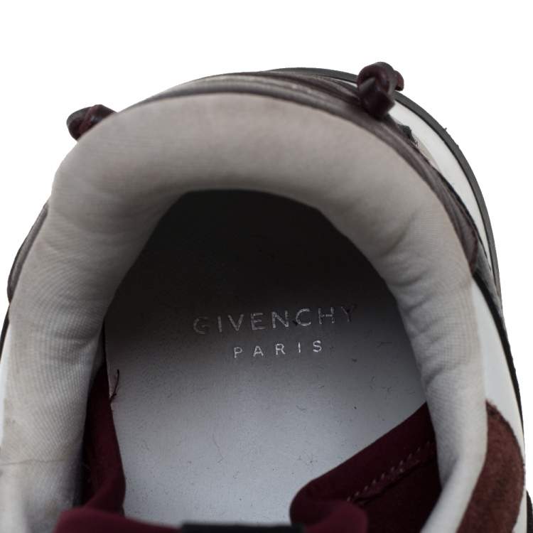 Pre Owned Givenchy Burgundy/Black Suede Leather And Stretch Fabric Active Low Top Sneakers Size 37
