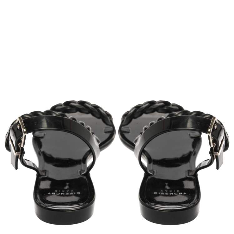 Pre Owned Givenchy Black Jelly Chain Flat Sandals Size 38