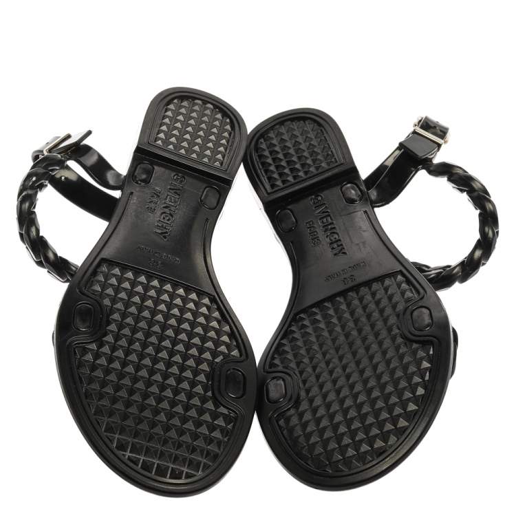 Pre Owned Givenchy Black Jelly Chain Flat Sandals Size 38