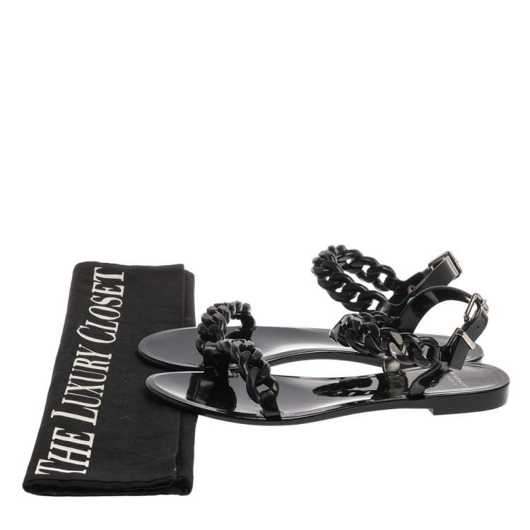 Pre Owned Givenchy Black Jelly Chain Flat Sandals Size 38